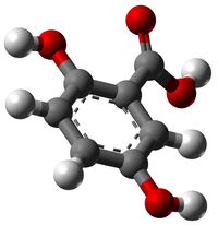 2,5-дигидроксибензойная кислота: вид молекулы