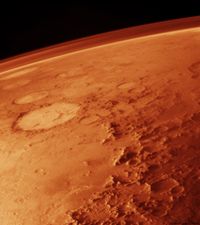 Mars from Hubble Space Telescope October 28, 2005 with sandstorm visible. (False Color)