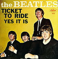 Обложка сингла «Ticket to Ride» (The Beatles, 1965)