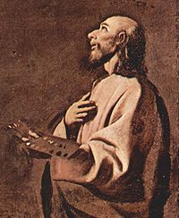 Предполагаемый автопортрет Сурбарана, деталь «Апостол Лука-живописец перед Распятием», 1630-1639, Прадо