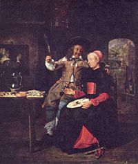 Влюбленные за завтраком (Автопортрет с женой), 1661, Дрезденская картинная галерея