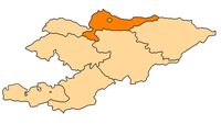 Чуйская область на карте Киргизии