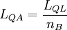 L_{QA} = \frac{L_{QL}}{n_B}  \ 