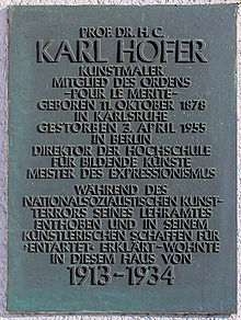 Gedenktafel Grunewaldstr 44 (Schönb) Karl Hofer.JPG