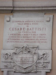 Rome-Italy, Via Cesare Battisti Piazza Venezia - Targa Cesare Battisti.JPG
