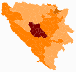 Среднебоснийский кантон на карте