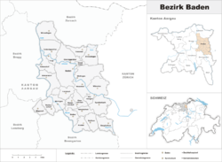 Баден-Ааргау (округ) на карте