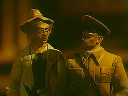 Рассказчик с майором - кавалеристом (кадр из мультфильма)