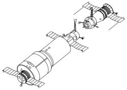 Схематичное изображение станции и корабля «Союз»
