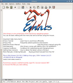 GNU Emacs, запущенный в графической среде
