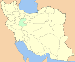 Карта Ирана с подсвеченной провинцией Центральный (Меркези)