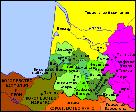 Map fr duchy of Gascony 1150-ru.svg