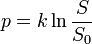p=k \ln\frac{S}{S_0}