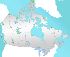 Расположение парка на карте Канады