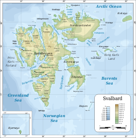Карта Шпицбергена, Белый остров на северо-востоке
