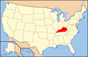 Штат Содружество Кентукки на карте США