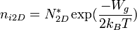 n_{i2D} = N_{2D}^* \exp (\frac{-W_g}{2k_BT}) \ 
