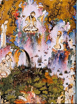 Султан Мухаммед, Двор Каюмарса, Миниатюра, деталь, «Шахнаме» Фирдоуси, 1525 - 35