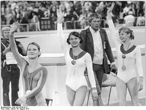 Олимпийские игры в Мюнхене (1972). Победительницы в многоборье. В центре Людмила Турищева
