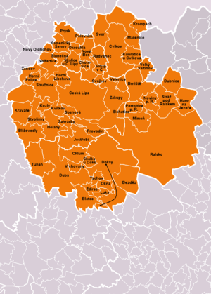 Район Ческа-Липа, карта