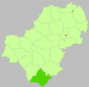 Хвастовичский район на карте