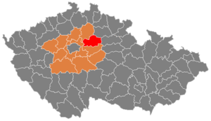 Район Нимбурк на карте