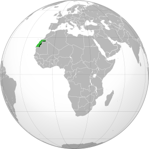 Sahrawi Arab Democratic Republic (orthographic projection) highlighted.svg