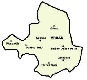 Врбас, карта