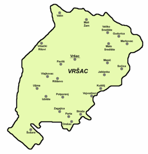 Община Вршац, карта