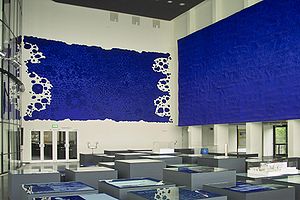 Blue reliefs with sponges by the french artist Yves Klein in the &amp;amp;quot;Musiktheater im Revier&amp;amp;quot; in Gelsenkirchen