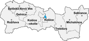 Район Кошице III на карте
