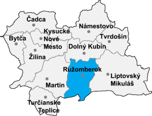 Район Ружомберок на карте