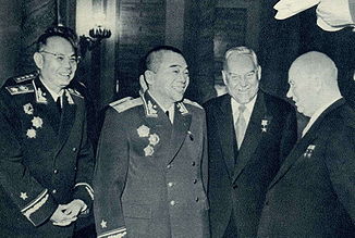 Peng Dehuai, Ye Jianying, Nikita Khrushchev, Nikolai Bulganin.jpg