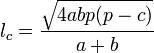 l_c=\frac{\sqrt{4abp(p-c)}}{a+b}