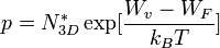p = N_{3D}^*\exp [\frac{W_v - W_F}{k_BT}]
