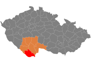 Район Чески-Крумлов на карте