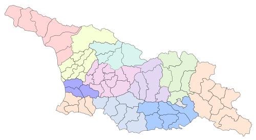 Georgian municipalities with higlightened regions - coloured.svg