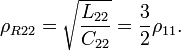\rho_{R22} = \sqrt{\frac{L_{22}}{C_{22}}}= \frac{3}{2}\rho_{11}. \ 