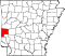 Map of Arkansas highlighting Polk County.svg