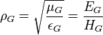 \rho_G = \sqrt{\frac{\mu_G}{\epsilon_G}} = \frac{E_G}{H_G} \ 