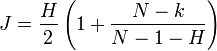 J=\frac{H}{2}\left(1+\frac{N-k}{N-1-H}\right)