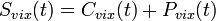  S_{vix}(t) = C_{vix}(t) + P_{vix}(t) \,\! 