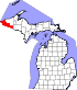 Map of Michigan highlighting Gogebic County.svg