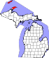 Map of Michigan highlighting Keweenaw County.svg