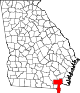 Округ Чарлтон на карте штата.