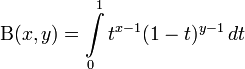\mathrm{\Beta}(x,y)=\int\limits_0^1t^{x-1}(1-t)^{y-1}\,dt