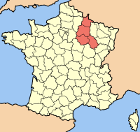 Карта Франции с выделенным регионом Шампань — Арденны