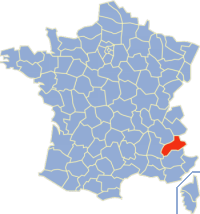 Департамент Альпы Верхние на карте Франции