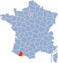 Департамент Пиренеи Верхние на карте Франции