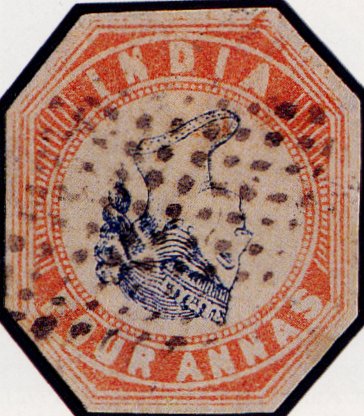 World Rarest Postage Stamps - India Postage - Inverted_Head_Four_Annas